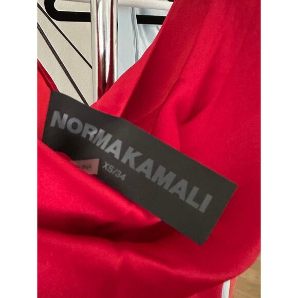 Norma Kamali Deep Drape Neck Gown in Tiger Red - Picture 11 of 11